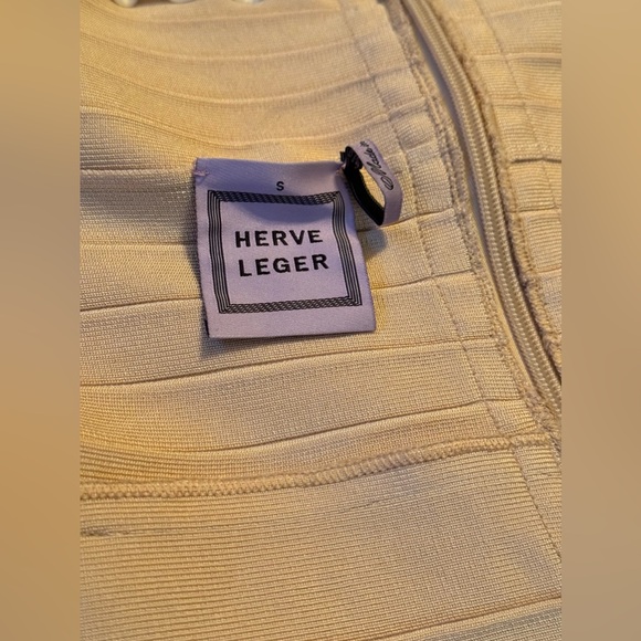 Herve Leger Metallic Gold Dress Bodycon Rayon - Picture 5 of 8